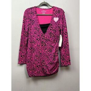 Great Expectations Maternity Shirt Womens Small Leopard Print Long Sleeve Top